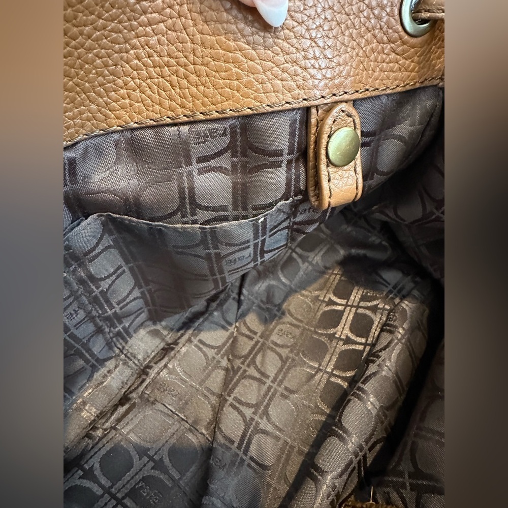 Rafē New York Cognac Leather Shoulder Bag w/Gold Hardware Dust Bag Included EUC - Picture 9 of 12
